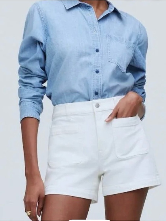 Madewell Pants - Madewell Women's White Denim Emmett Short Patch Pocket Edition - Size 30” Waist